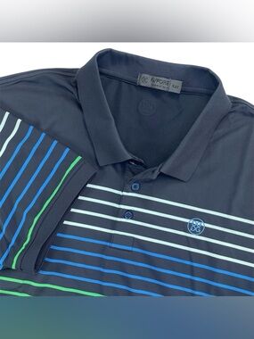 G/Fore Polo Shirt Mens Size XXL Black Muticolor Striped Golf Performance Stretch